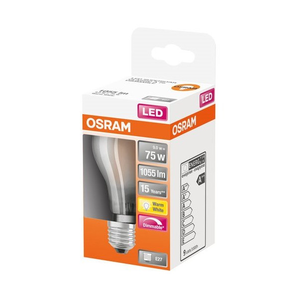 OSRAM - Led standard verre depoli variable 9w e27 chaud bte 1