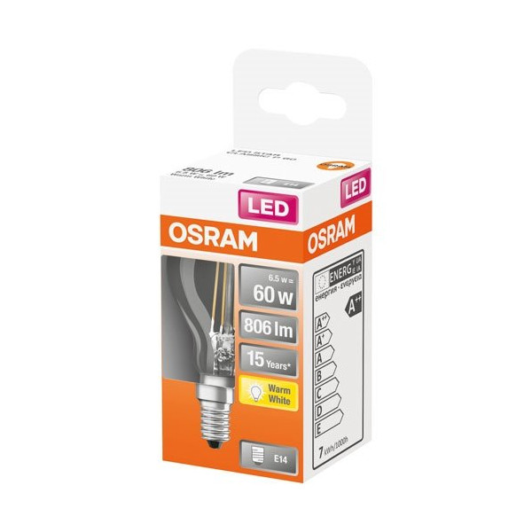 OSRAM - Led sphérique clair filament 6.5w e14 chaud bte 1