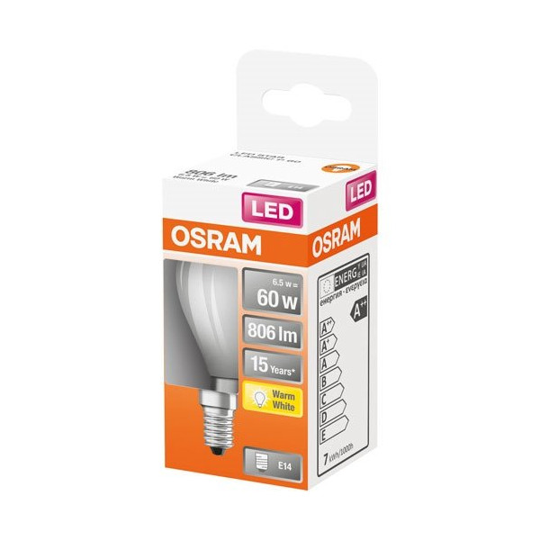 OSRAM - Led sphérique verre dépoli 6.5w e14 chaud bte 1