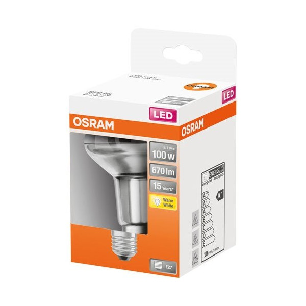 OSRAM - Spot r80 led verre clair 9.1w e27 chaud bte 1