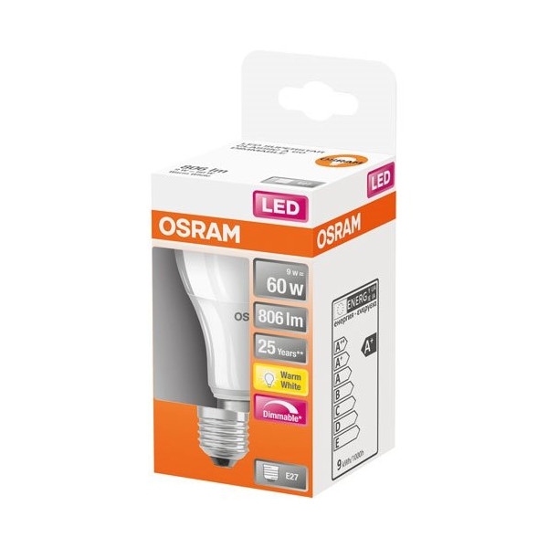 OSRAM - Led standard dépolie avec radiateur variable 9w e27 bte 1