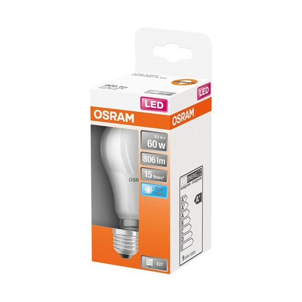 OSRAM - Led standard dépolie avec radiateur 8.5w e27 froid bte 1