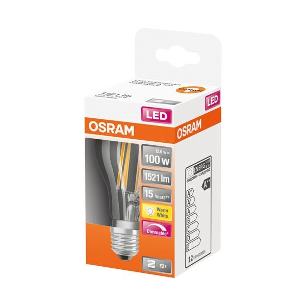 OSRAM - Led standard clair filament variable 12w e27 chaud boite 1