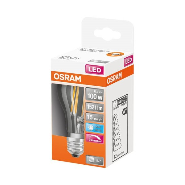 OSRAM - Led standard clair filament variable 12w e27 froid boite 1