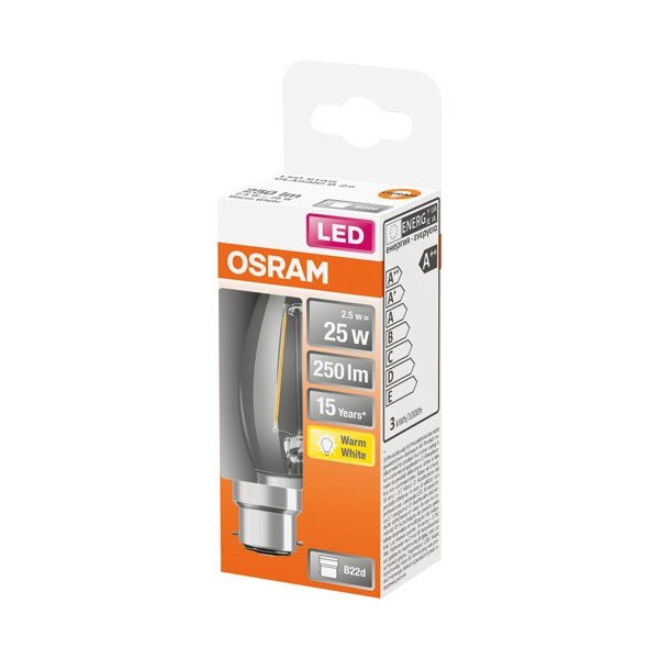 OSRAM - Led flamme clair filament 2.5w b22 chaud boite 1