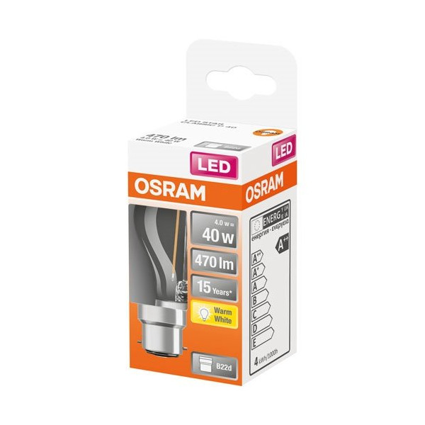 OSRAM - Led sphérique clair filament 4w b22 chaud boite 1