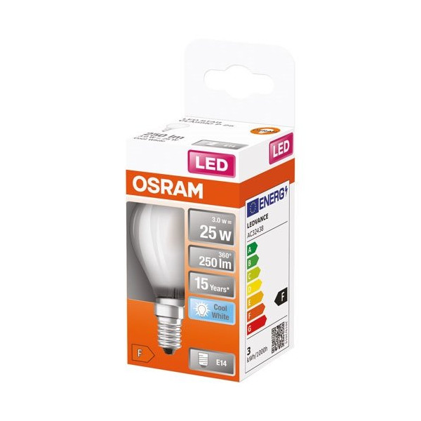 OSRAM - Led sphérique verre dépoli 2.5w e14 froid bte 1