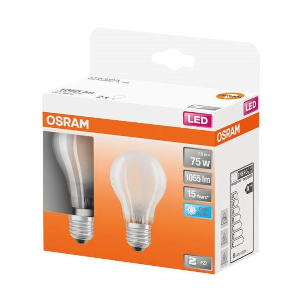 OSRAM - Led std full glass 7.5W E27 blanc froid boite 2