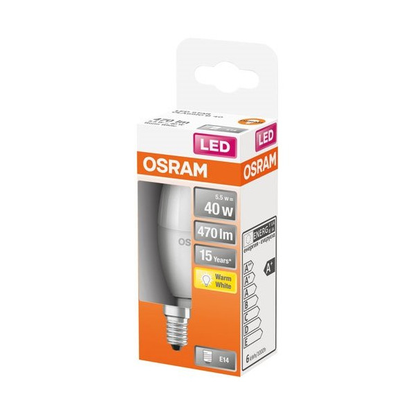 OSRAM - Led flamme dépolie + radiateur 5.5w e14 chaud boite 1
