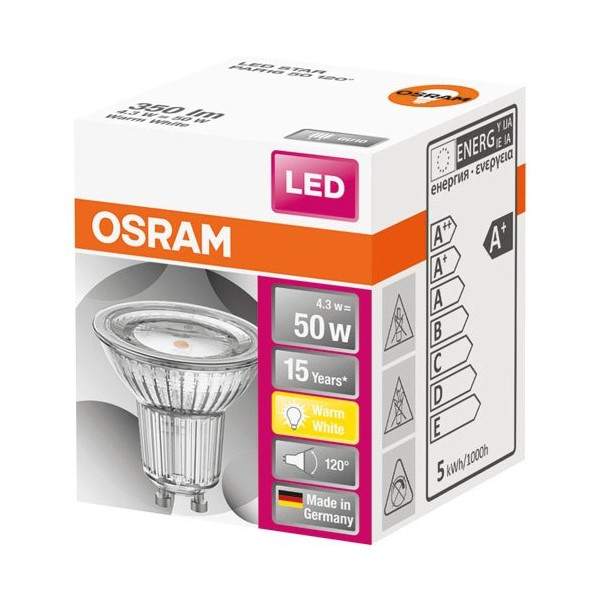 OSRAM - Spot par16 led 120 verre 4.3w gu10 chaud boite 1