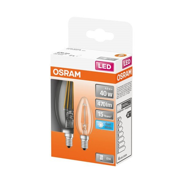 OSRAM - Led flamme clair filament 4W E14 froid boite de 2