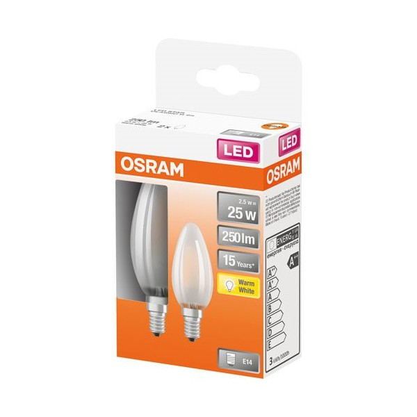 OSRAM - Led flamme verre dépoli 2.5w e14 chaud boite 2