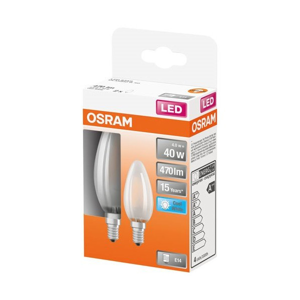 OSRAM - Led flamme verre dépoli 4w e14 froid boite 2