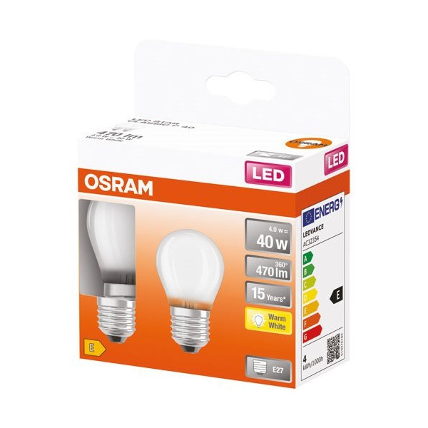 OSRAM - Led sphérique verre dépoli 4w e27 chaud boite 2