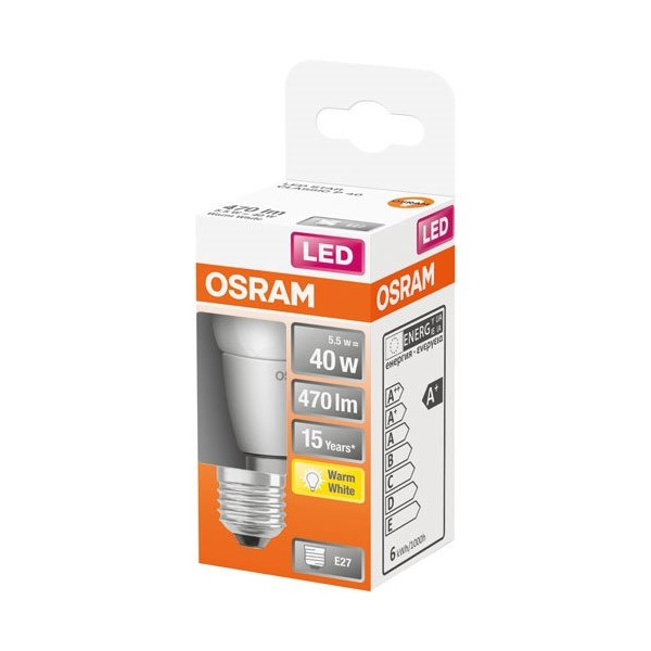 OSRAM - Led sphérique dépolie + radiateur 5w e27 chaud boite 1