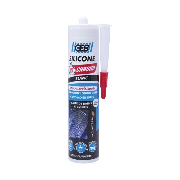 GEB - Mastic silicone 60mn chrono blanc cartouche 280ml