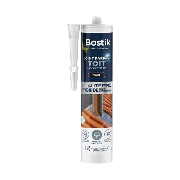 BOSTIK - Joint parfait toit et gouttière noir cartouche 280ml