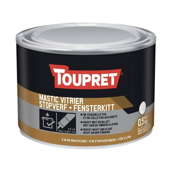 TOUPRET - Mastic vitrier blanc 0.5kg