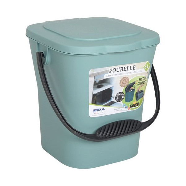 EDA - Seau compost 6 L vert eucalyptus avec couvercle