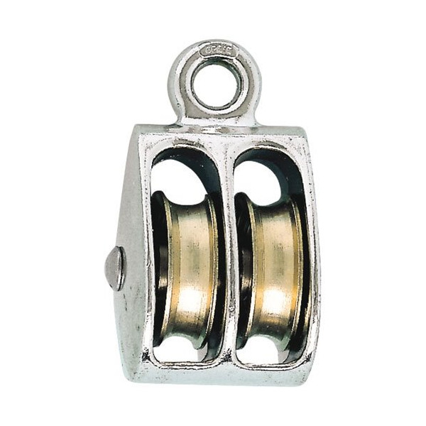 CHAPUIS - Poulie à oeil 2 galets zamak nickelé Ø25mm p/corde Ø6mm bl1