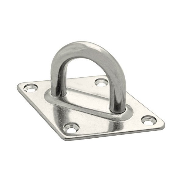 CHAPUIS - Platine losange oeil acier inox. 80x120mm Øfil 10mm uc1