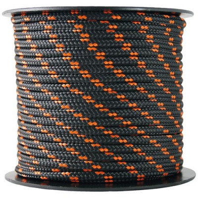 TRESSE NOIR/ORANGE 3MM BOBINE 25M