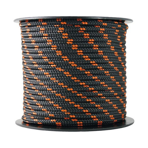 CHAPUIS - Tresse polyester/polyamide noir/orange Ø3mm 200kg bobine 25m