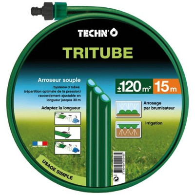 ARROSEUR SOUPLE TRITUBE VERT 15M