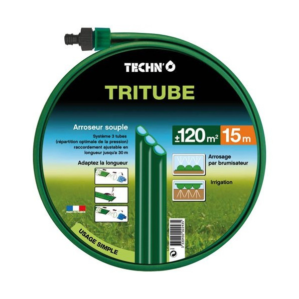 TECHN - Arroseur souple tritube vert 15m