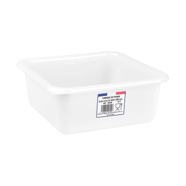 ALUMINIUM ET PLASTIQ - Cuvette carrée 24cm 3.5l blanc alimentaire