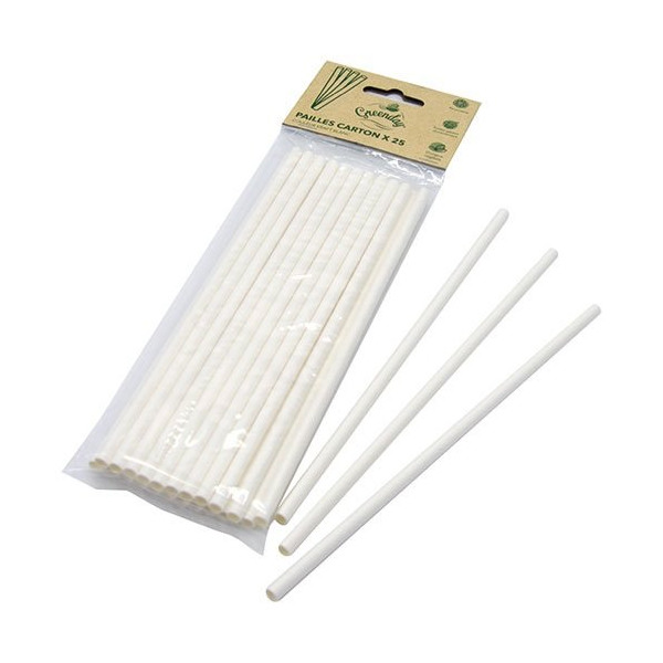 J&F - Paille carton blanc sachet de 25 pièces