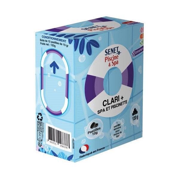 SENET - Clarifiant eau spa et piscinette - Lot de 12