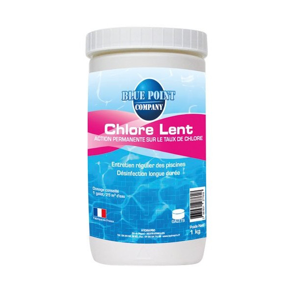 BLUE POINT COMPANY - Chlore piscines hors-sol lent galets de 125 g - seau 1 Kg