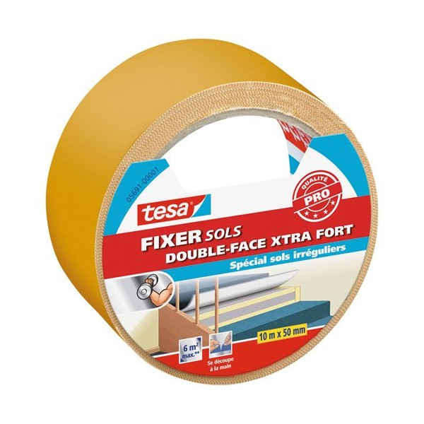 TESA - Fixer sols double face adhésion extraforte 10m x 50mm