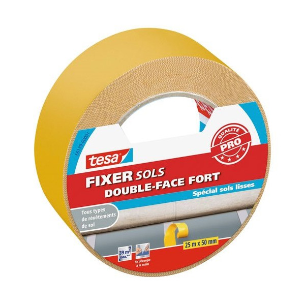 TESA - Fixer sols double face adhesion forte 25 m x 50 mm