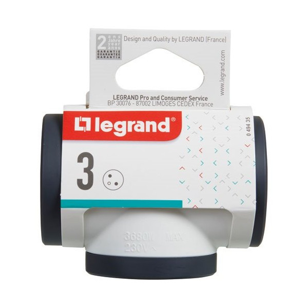 LEGRAND - Triplite FB 3x2P+T prenium prises latérales blanc/noir