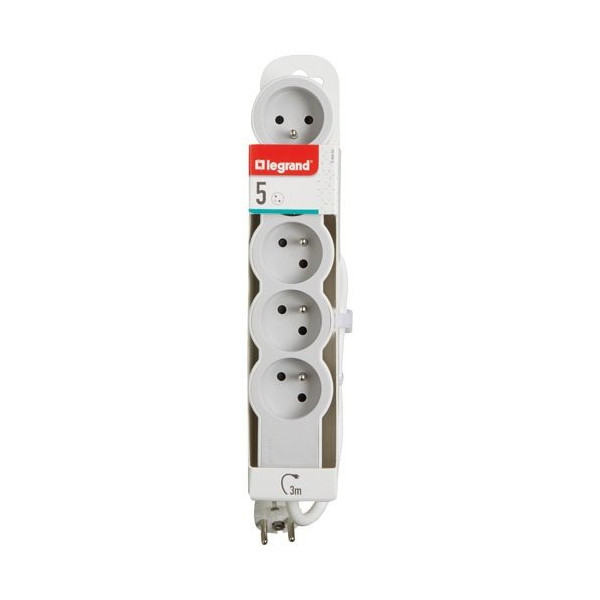 LEGRAND - Multiprise FB 5x2P+T standard 3m 1mm² blanc/gris