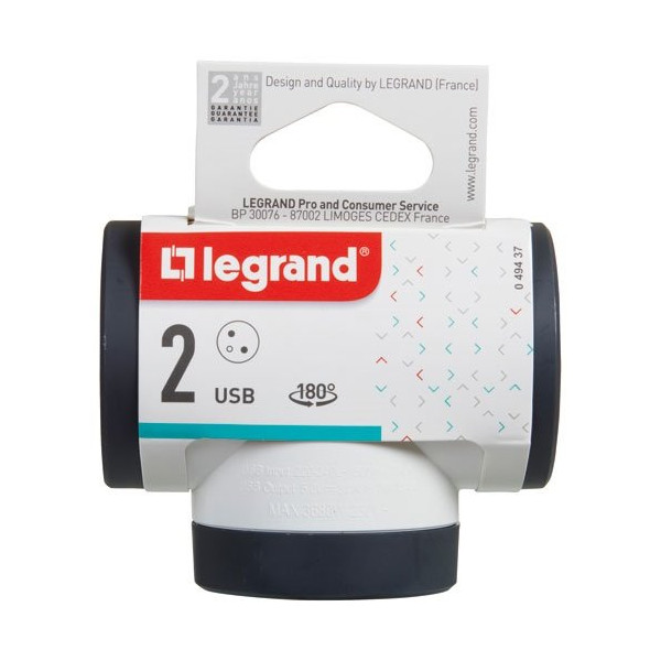 LEGRAND - Triplite FB 3x2P+T prenium prises latérales rotative USB B/N