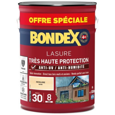 Lasure 8ans Très Haute Protection Satiné Bidon 5L+20%GRATUIT