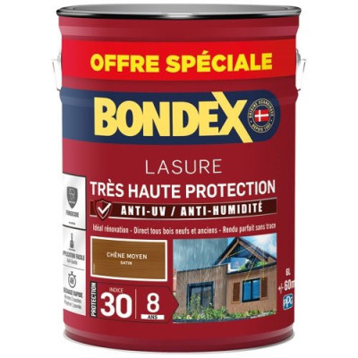 Lasure 8ans Très Haute Protection Satiné Bidon 5L+20%GRATUIT
