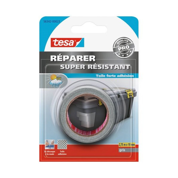 TESA - Réparation toilé super résistant gris 2.75mx19mm