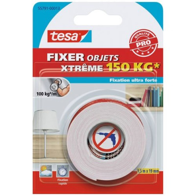 Fixer Objets - Double Face Extrême 150kg 19mmx1.5ml