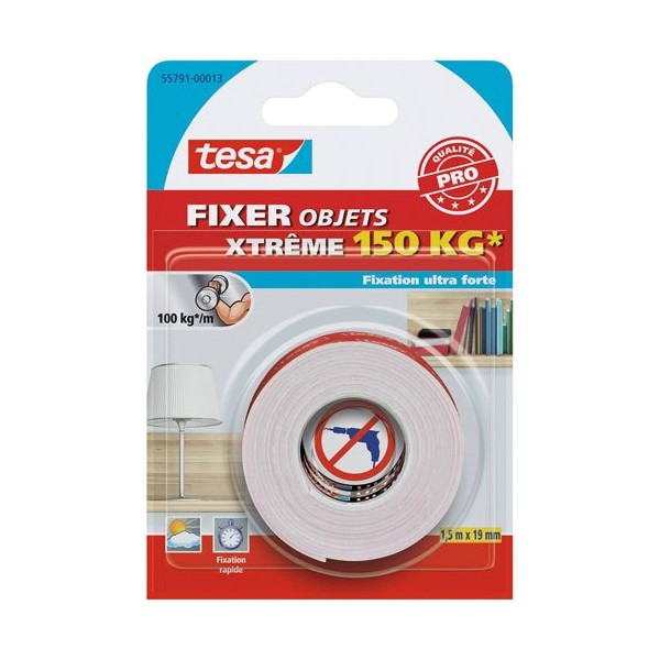 TESA - Fixer objet xtrême 150 Kg 1,5 m x 19 mm