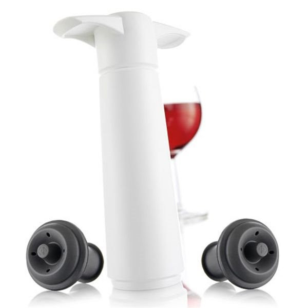 VACUVIN - Coffret Pompe à vin + 2 bouchons - Classic Blanc
