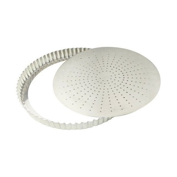 GOBEL - Tourtière cannelée perforée 24 cm à fond amovible - Fer Blanc