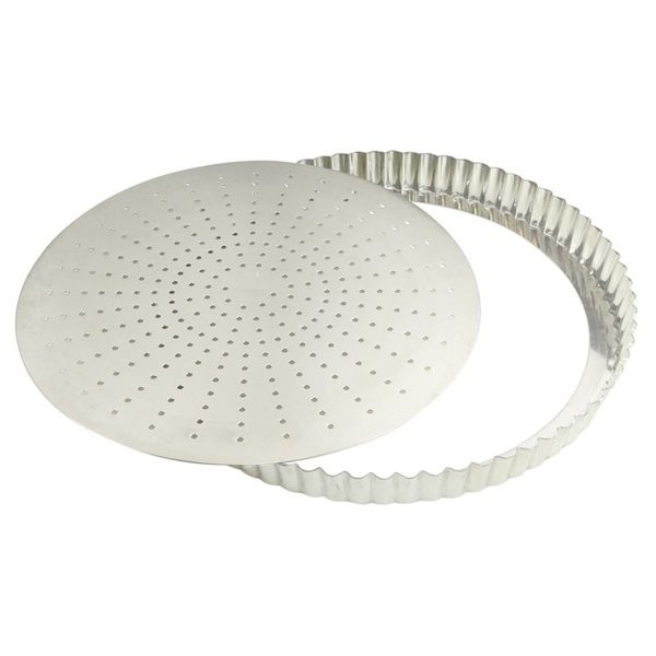 GOBEL - Tourtière cannelée perforée 28 cm à fond amovible - Fer Blanc