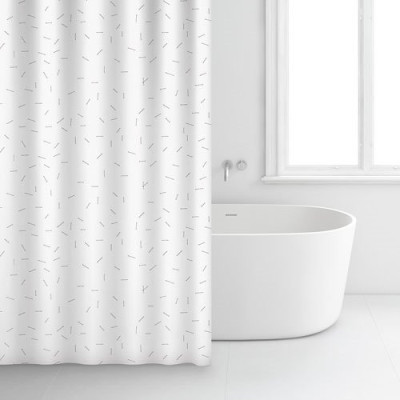 RIDEAU DOUCHE 180X200 TISSUS BLANC/NOI (Vendu par 1)