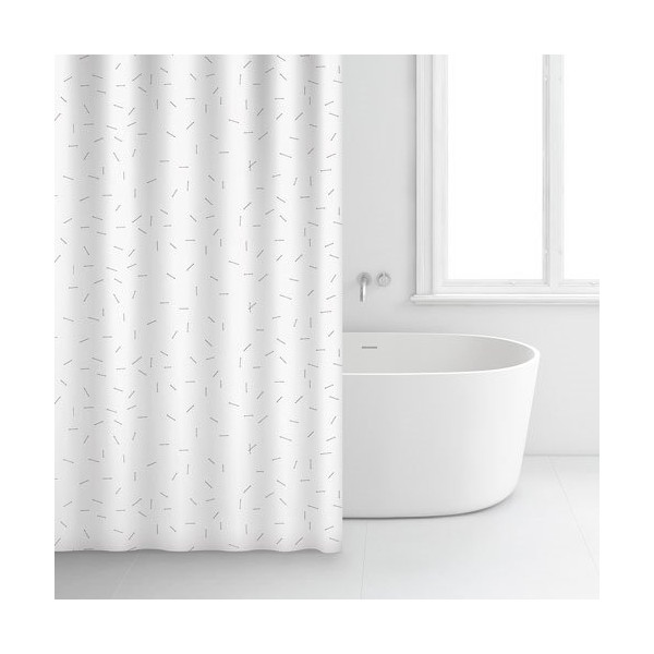 RAYEN - Rideau douche 180x200 premium blanc motifs 100% coton