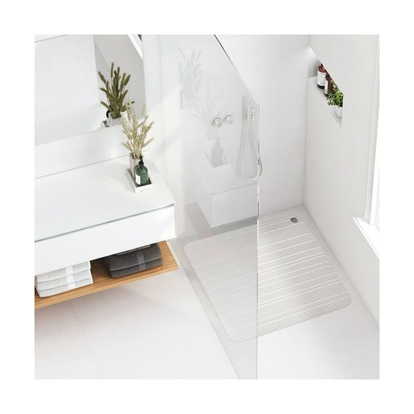 RAYEN - Tapis douche caoutchouc antidérapant 50x50cm blanc