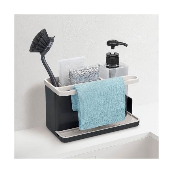 RAYEN - Panier organisateur ustensiles coin évier + distributeur savon